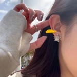 CHANEL🇫🇷Xiaoxiang Swarovski crystal diamond two-color five-pointed star letter earrings