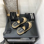 CHANEL 2022 knitted flip-flops fashionable and versatile series Imported custom towel fabric