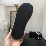 CHANEL 2022 knitted flip-flops fashionable and versatile series Imported custom towel fabric