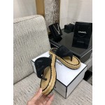 CHANEL 2022 knitted flip-flops fashionable and versatile series Imported custom towel fabric