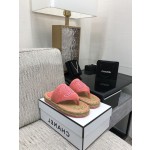 CHANEL 2022 knitted flip-flops fashionable and versatile series Imported custom towel fabric