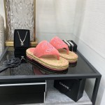 CHANEL 2022 knitted flip-flops fashionable and versatile series Imported custom towel fabric