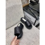 CHANEL 2022 early spring latest slope heel slippers fashionable and versatile series wear-resistant rubber outsole