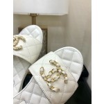 CHANEL 2023 spring and summer latest electric embroidery honey slippers Imported leather outsole