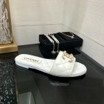 CHANEL 2023 spring and summer latest electric embroidery honey slippers Imported leather outsole