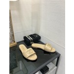 CHANEL 2023 spring and summer latest electric embroidery honey slippers Imported leather outsole