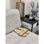 CHANEL 2023 spring and summer latest electric embroidery honey slippers Imported leather outsole