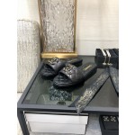 CHANEL 2023 spring and summer latest electric embroidery honey slippers Imported leather outsole