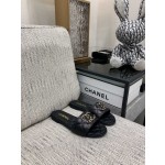 CHANEL 2023 spring and summer latest electric embroidery honey slippers Imported leather outsole