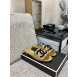 CHANEL 2023 spring and summer latest electric embroidery honey slippers Imported leather outsole
