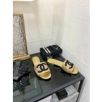 CHANEL 2023 spring and summer latest electric embroidery honey slippers Imported leather outsole