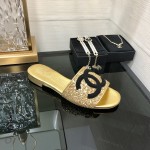 CHANEL 2023 spring and summer latest electric embroidery honey slippers Imported leather outsole