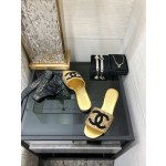 CHANEL 2023 spring and summer latest electric embroidery honey slippers Imported leather outsole