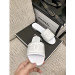 CHANEL 2023 spring and summer latest electric embroidery honey slippers Imported leather outsole