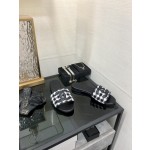 CHANEL 2023 spring and summer latest electric embroidery honey slippers Imported leather outsole