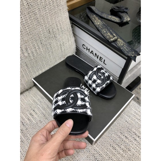 CHANEL 2023 spring and summer latest electric embroidery honey slippers Imported leather outsole