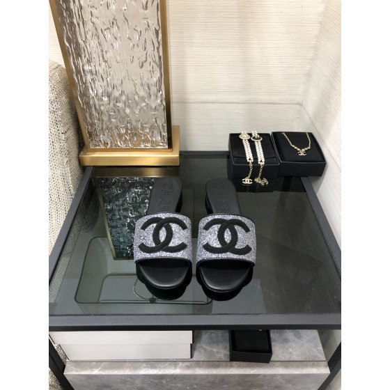 CHANEL 2023 spring and summer latest electric embroidery honey slippers Imported leather outsole