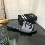 CHANEL 2023 spring and summer latest electric embroidery honey slippers Imported leather outsole