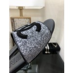 CHANEL 2023 spring and summer latest electric embroidery honey slippers Imported leather outsole