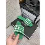 CHANEL 2023 spring and summer latest electric embroidery honey slippers Imported leather outsole