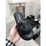 CHANEL 2023 spring and summer latest electric embroidery honey slippers Imported leather outsole