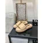 CHANEL 2023 spring and summer latest electric embroidery honey slippers Imported leather outsole