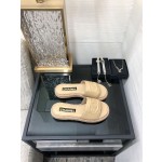 CHANEL 2023 spring and summer latest electric embroidery honey slippers Imported leather outsole