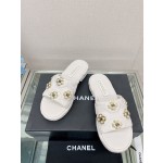 CHANEL water table thick bottom pearl flower slippers original rubber sole