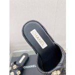 CHANEL water table thick bottom pearl flower slippers original rubber sole