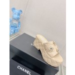 CHANEL water table thick bottom pearl flower slippers original rubber sole