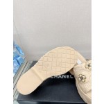 CHANEL water table thick bottom pearl flower slippers original rubber sole