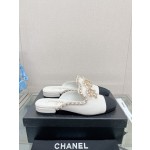 CHANEL 23Ss new chain bow half dragging mule shoes imported lambskin