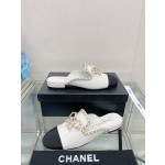 CHANEL 23Ss new chain bow half dragging mule shoes imported lambskin