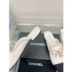 CHANEL 23Ss new chain bow half dragging mule shoes imported lambskin