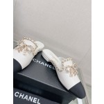 CHANEL 23Ss new chain bow half dragging mule shoes imported lambskin