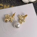 CHANEL🇫🇷Xiaoxiang No. 5 letter camellia full diamond pearl stud earrings earrings jewelry