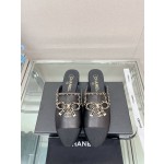 CHANEL 23Ss new chain bow half dragging mule shoes imported lambskin