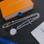 Louis Vuitton vintage silver necklace, couple's version, chain length 60 cm, changeable