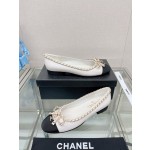CHANEL 23Ss chain bow flat single shoes imported lambskin sheepskin lining