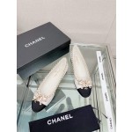 CHANEL 23Ss chain bow flat single shoes imported lambskin sheepskin lining