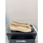 CHANEL 23Ss chain bow flat single shoes imported lambskin sheepskin lining