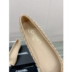 CHANEL 23Ss chain bow flat single shoes imported lambskin sheepskin lining