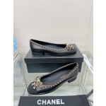 CHANEL 23Ss chain bow flat single shoes imported lambskin sheepskin lining