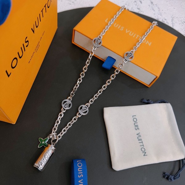 Louis Vuitton vintage silver necklace, couple's version, chain length 60 cm, changeable