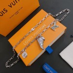 Louis Vuitton vintage silver necklace, couple's version, chain length 60 cm, changeable