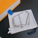 Louis Vuitton Classic Bracelet Cuban Chain Collection Vintage Silver Bracelet Size 22cm20cm18cm Changeable length