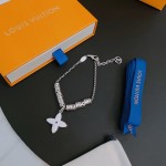 Louis Vuitton Classic Bracelet Cuban Chain Collection Vintage Silver Bracelet Size 22cm20cm18cm Changeable length