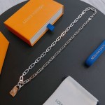 Louis Vuitton vintage silver necklace, couple's version, chain length 60 cm, changeable