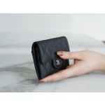 𝗖𝗛𝗔𝗘𝗡𝗟✦ 𝗖𝗹𝗮𝘀𝗶𝗰 𝗙𝗹𝗮𝗽 Using French 🇫🇷 import "𝑯𝒂𝒔𝒔 𝒔𝒔" original calf leather 🐂 Classic card case - black and silver