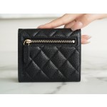 𝗖𝗛𝗔𝗘𝗡𝗟✦ 𝗖𝗹𝗮𝘀𝗶𝗰 𝗙𝗹𝗮𝗽 France 🇫🇷 Imported [HASS] Original Calfskin 🐂 Classic Trifold Wallet Black Gold